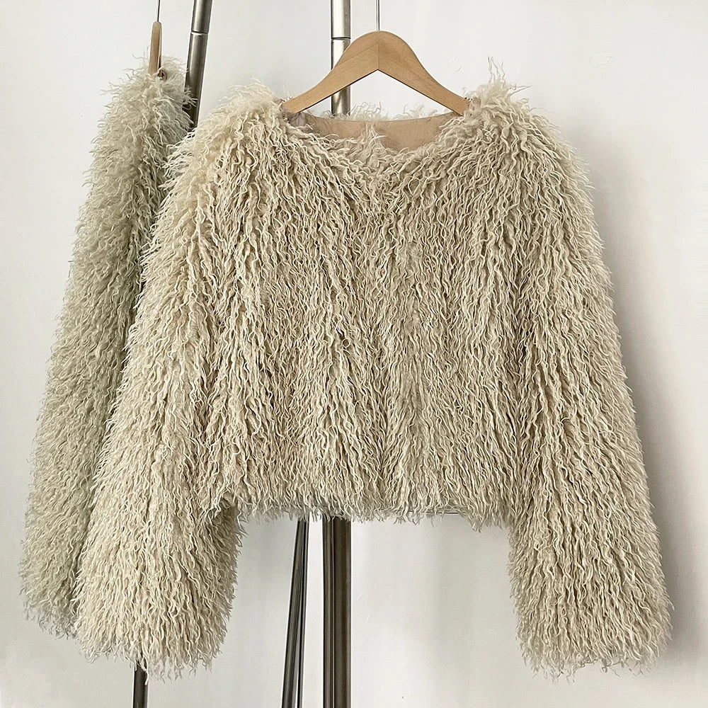 Fur Coat Eco-friendly Fur Jacket New Style Solid Color Women Clothing Cropped Jacket Direct From Manufacturer Eco-friendly Fur