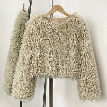 Fur Coat Eco-friendly Fur Jacket New Style Solid Color Women Clothing Cropped Jacket Direct From Manufacturer Eco-friendly Fur