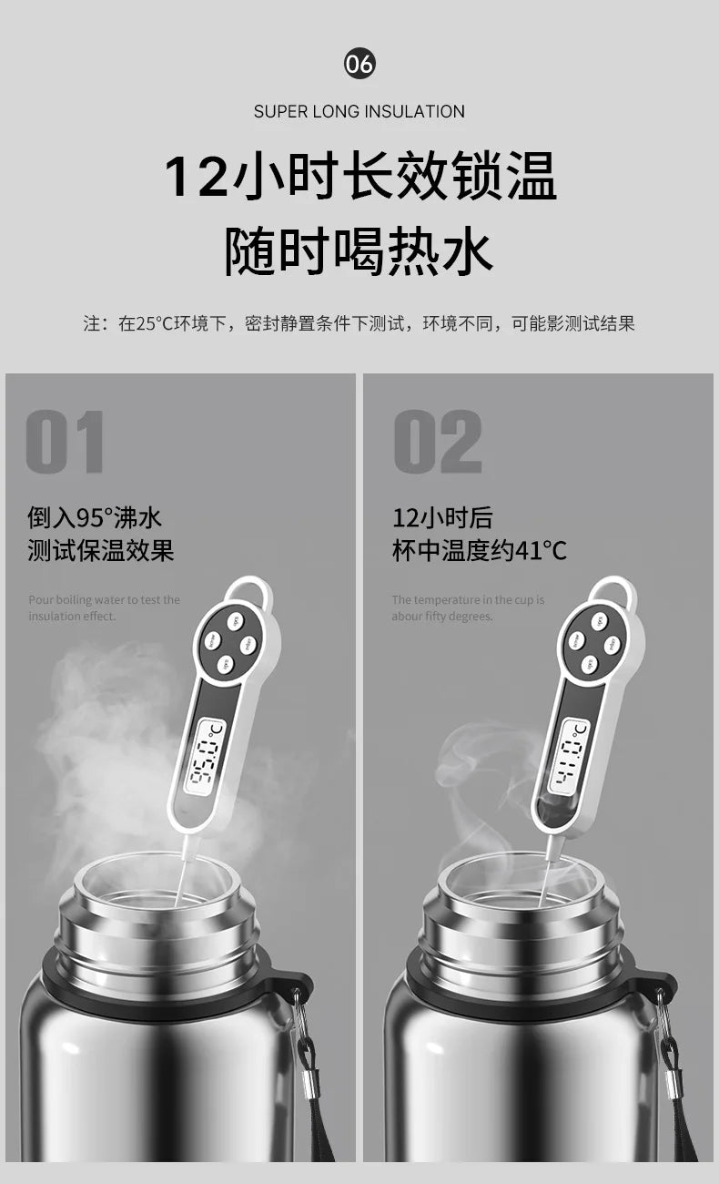 1200ML Smart Thermos Bottle Temperature Display Keep Cold and Hot Water Bottle Thermos for Water Tea Outdoor Sport Water Bottle