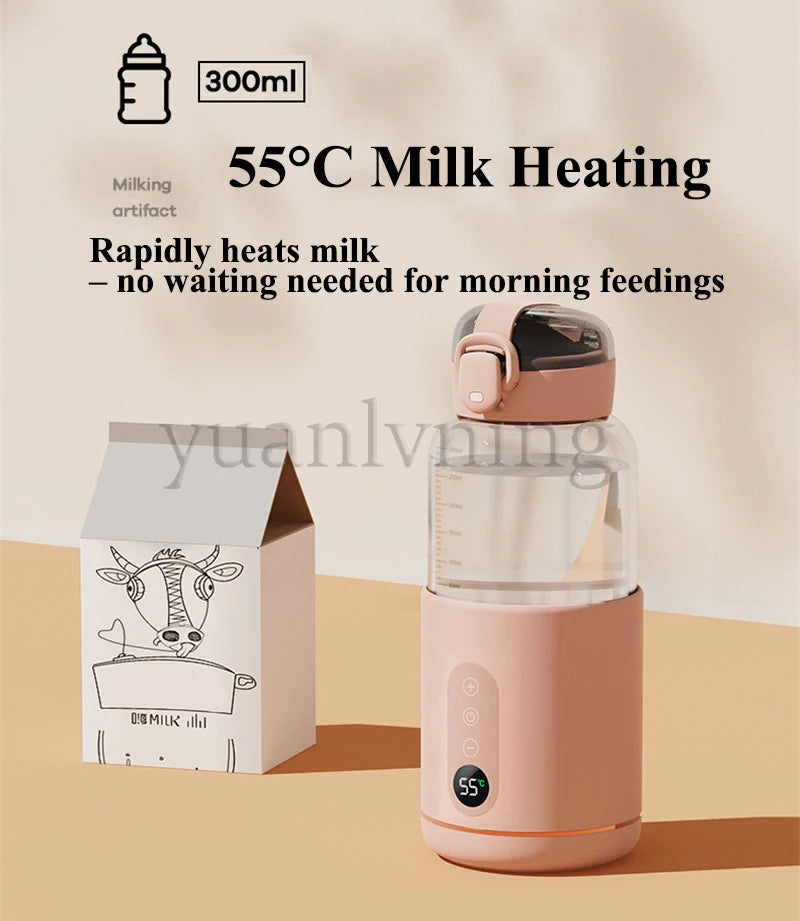 300ml Thermostatic Water Cup for Baby Smart Portable Baby Warm Bottle with Temperature Display USB Charge Wireless Heating Cup