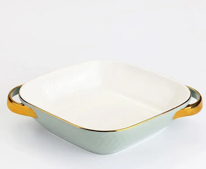 Baking Tray, Rectangle Oval, Ceramic Glaze, Baking Pan, Barbecue Salad Plate, Oven Kitchen Ware
