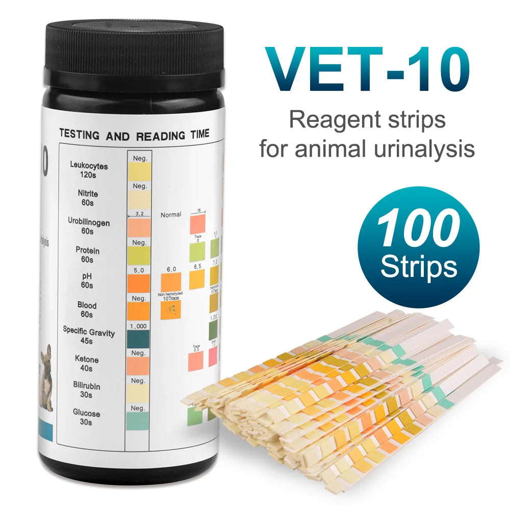 Pet Urine Testing Strips, 100 Urinalysis Parameter Tests for Dogs,Cats,Vets, Accurate Testing for Veterinarians, Detects UTI pH