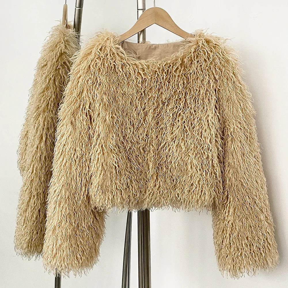 Fur Coat Eco-friendly Fur Jacket New Style Solid Color Women Clothing Cropped Jacket Direct From Manufacturer Eco-friendly Fur