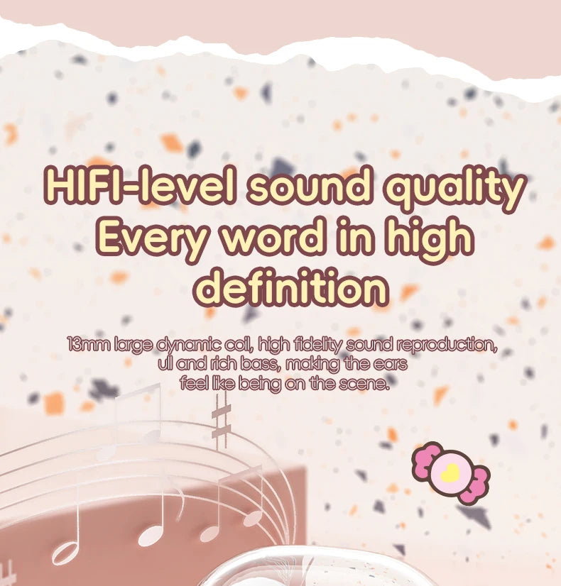 EBL19 Tws Wireless Bluetooth Headset Transparent Case Cute Hello Kitty Design Stereo Sound Earphones for All Smartphones