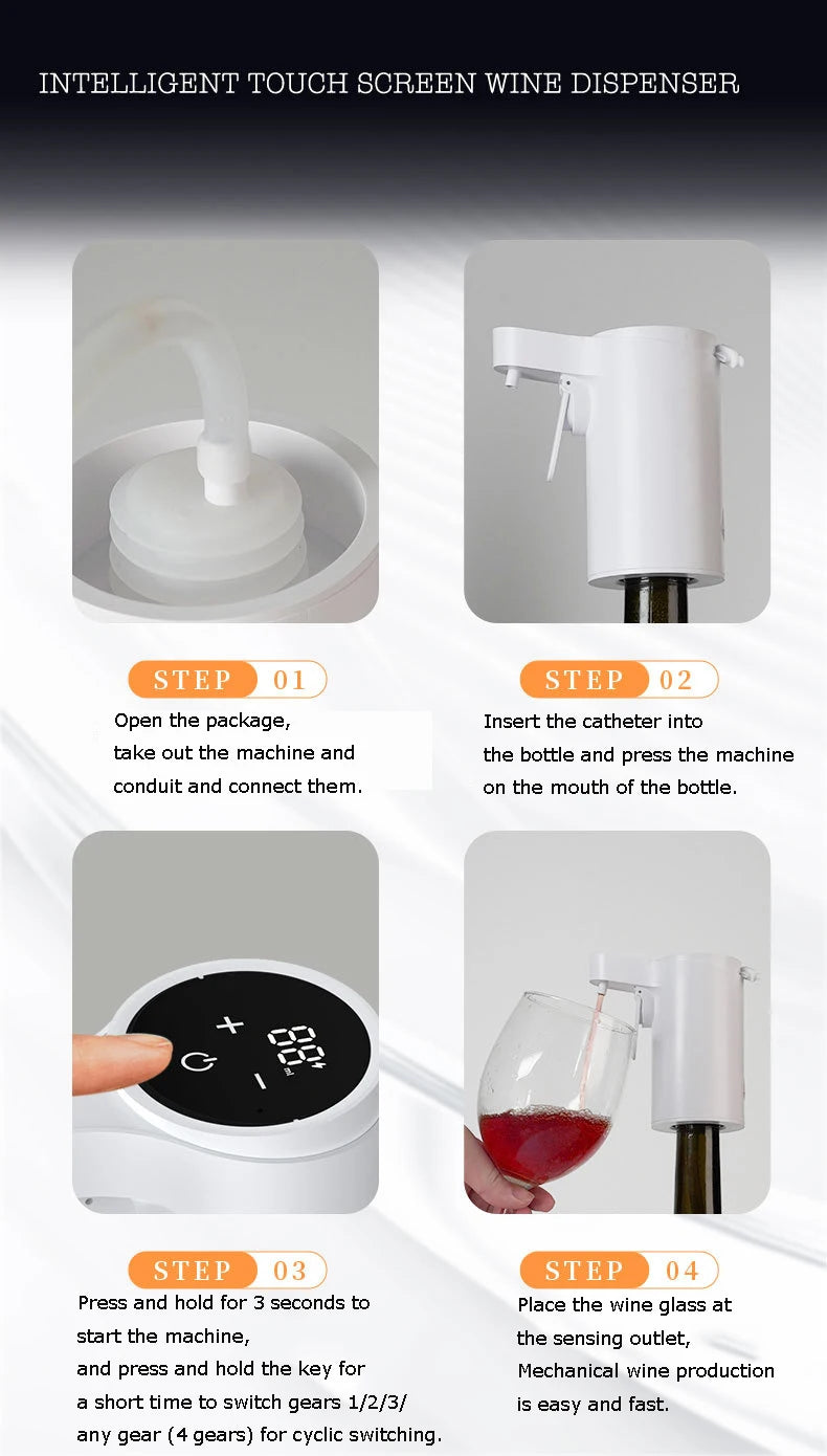 Smart Digital Wine Dispenser for Home Bar & Electric Aerator, Hands-Free Sensor for Wine, Whiskey, Spirits - Ideal Gift