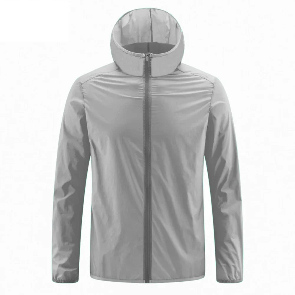 Summer Men's Sun Protection Clothing Lightweight Breathable Ice Silk Hooded Quick Dry Jacket Outdoor Anti-ultraviolet Skin Coat