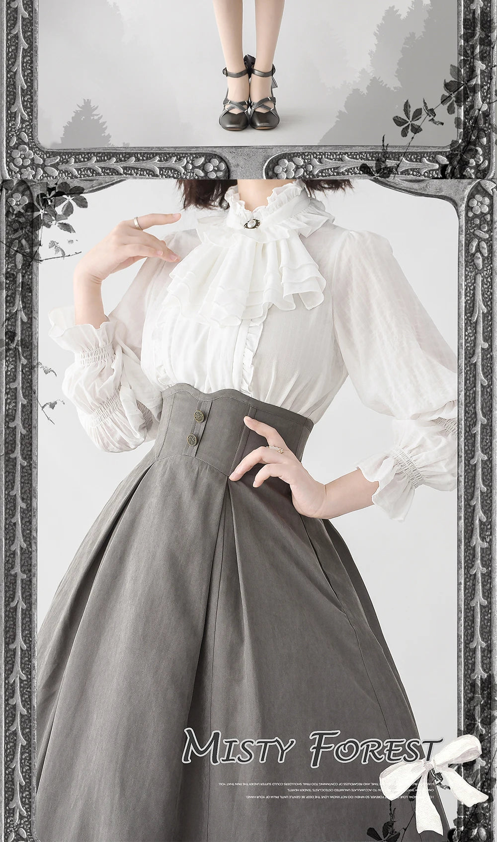 Autumn Winter Clothing Set Ladies Elegant Long Sleeve White Shirt Blouses Retro Vest with Fishbone Skirt Lolita 3 Piece Outfits