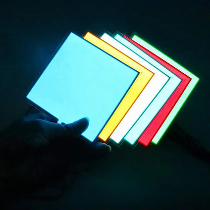 Electroluminescent Eco-friendly Light Source, 12V, Adjustable DIY Frame, Flexible 10x10cm EL Backlight.