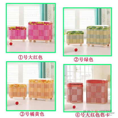 Eco-Friendly Bamboo Woven Storage Stool Wooden Multi-Functional Organizer Box Sofa Bench for Hallway Balcony Shoe Footrest