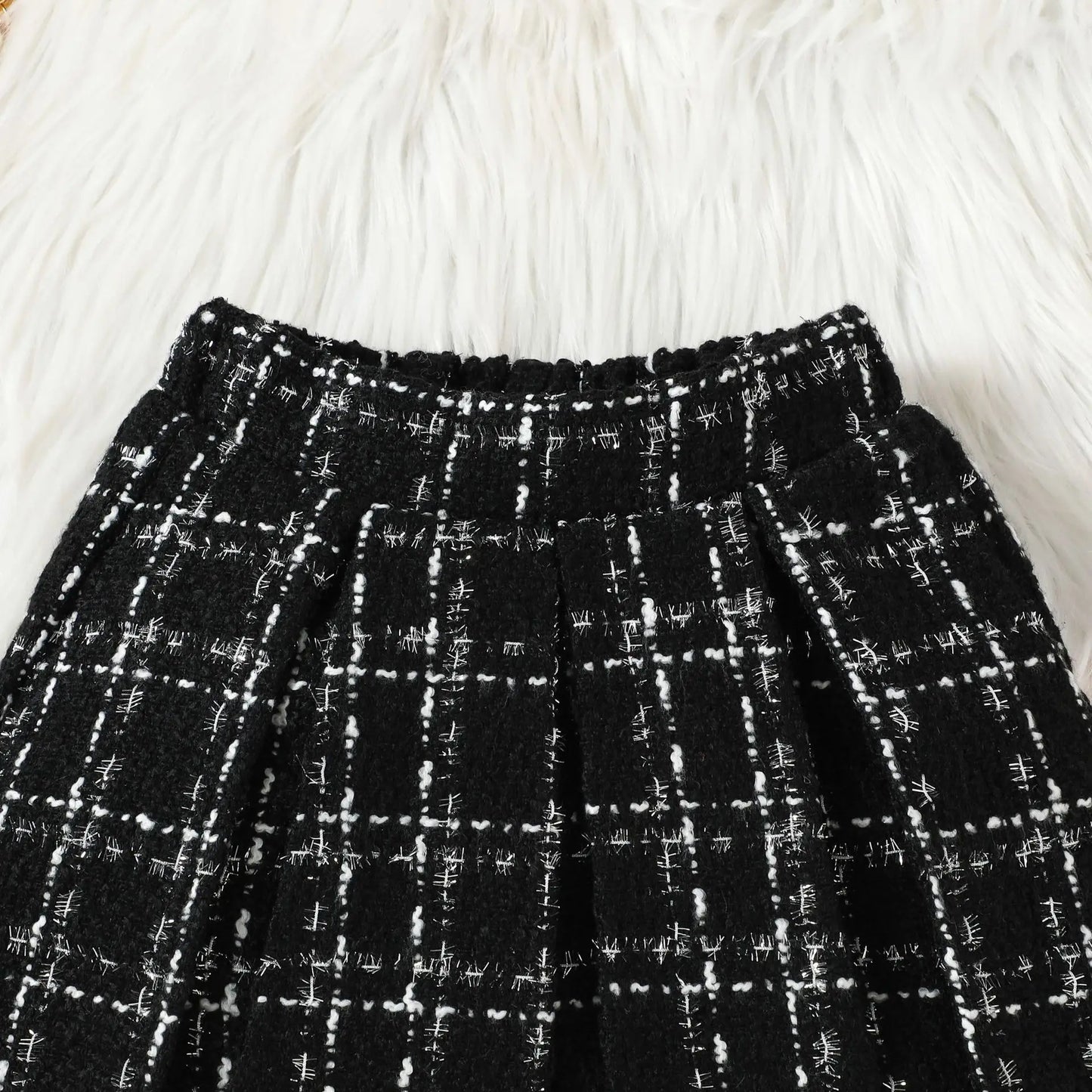 Autumn Winter Fashion Kids Outfits Set Toddler Long Sleeve Lace Tops Plaid Vest Jacket With Skirts For Girls Casual Elegant Wear