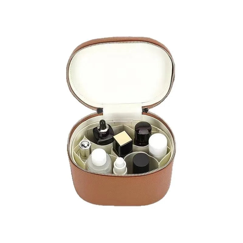 1pc 2025 New Multifunctional Travel Cosmetic Bag - PU Leather Luxury Logo Makeup Organizer Portable Toiletry Pouch