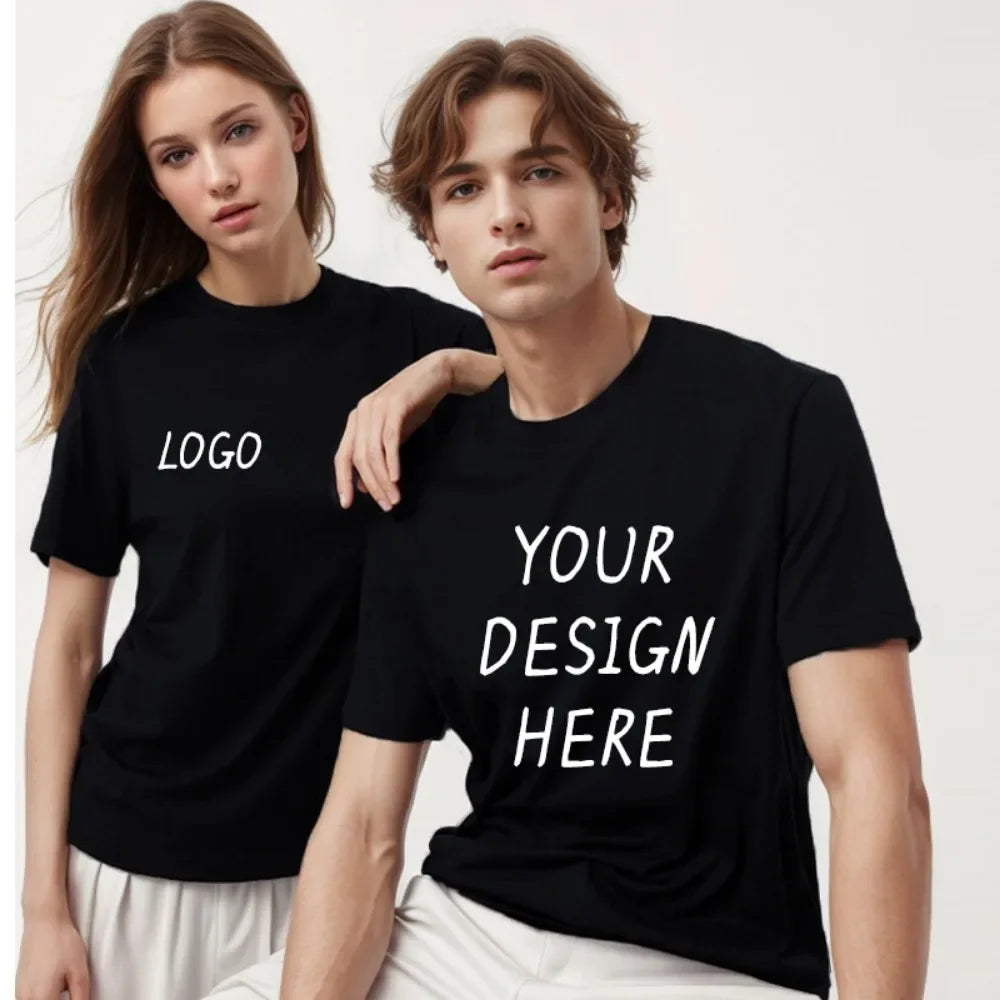 Customized Blouses T-Shirt Your Logo Photo Design Print 100% Cotton Shirt Unisex Personalized Gift for Friend Family Daily Dress