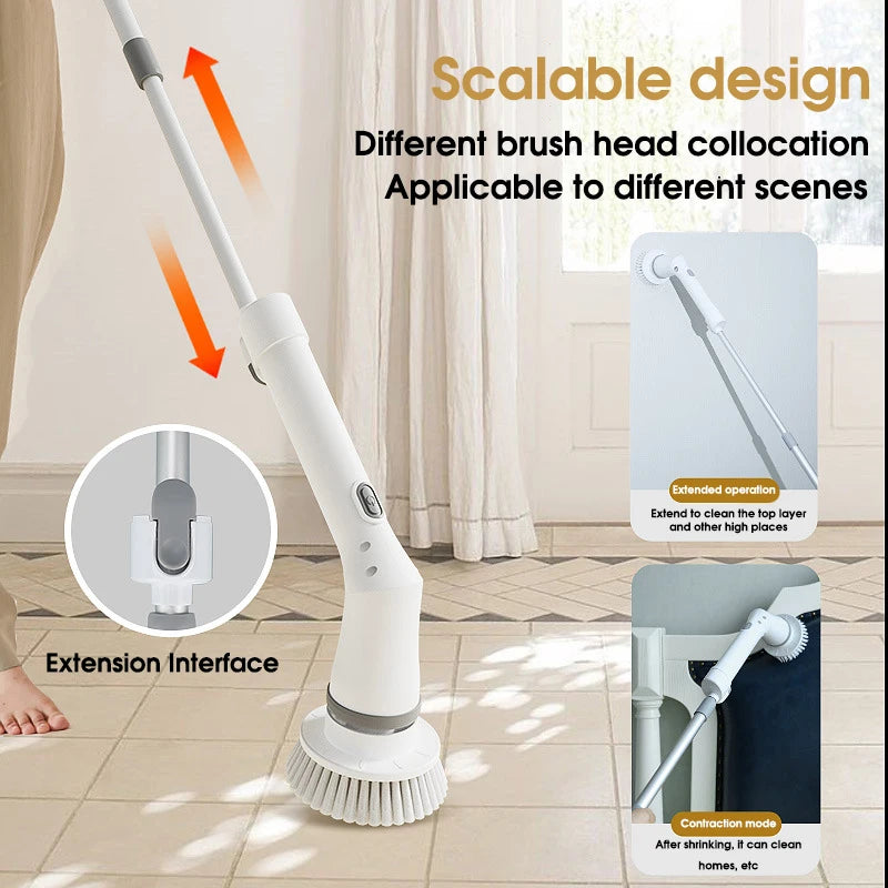 6 -in -1 Electric Cleaning Electric Rotation Cleaning Brush Kitchen Bathroom Home Cleaning Tool Multifunctional Cleaning Brush