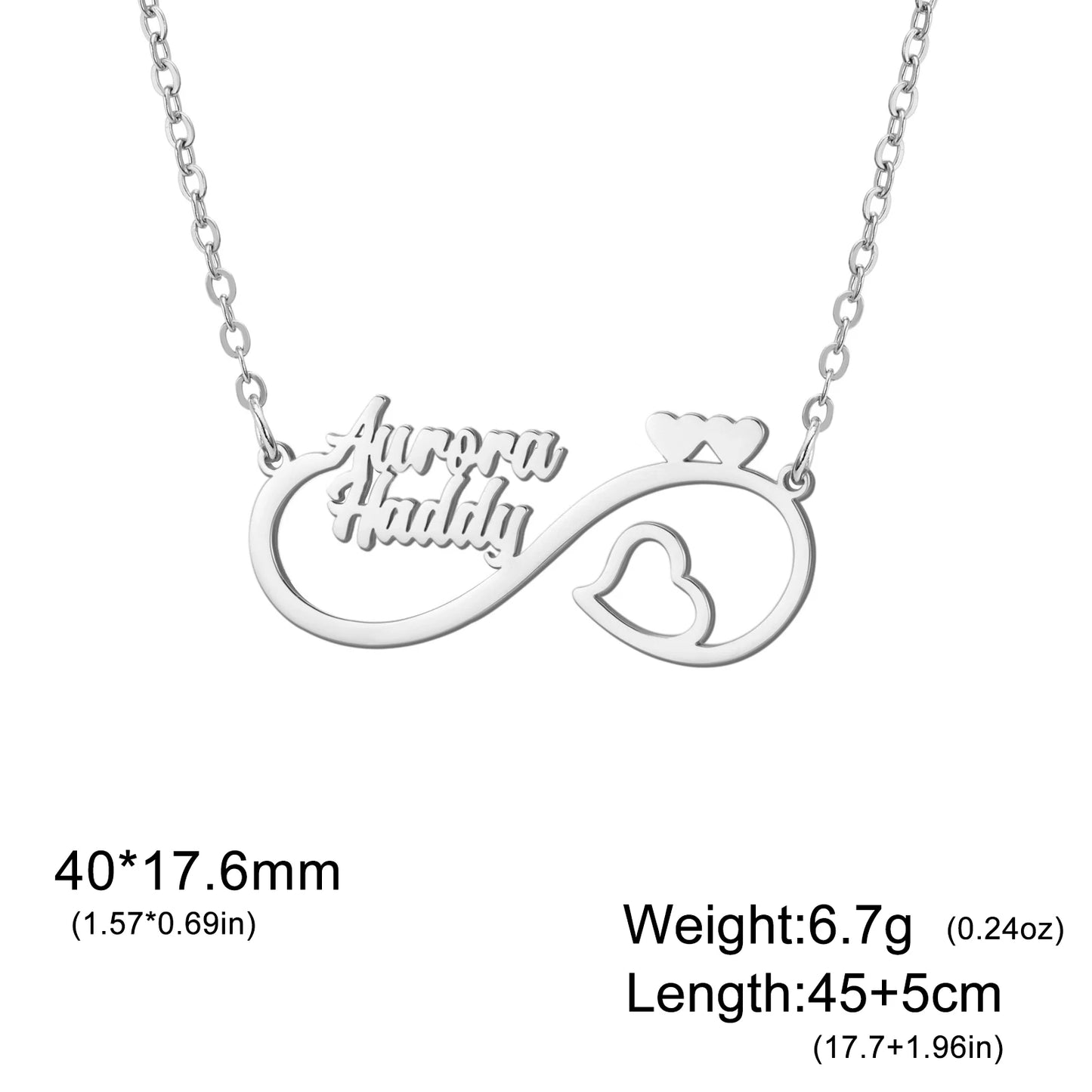 Sipuris Custom Double Name Necklace Infinite Love Heart Personalized Customization Golden Choker Stainless Steel Jewelry Gifts