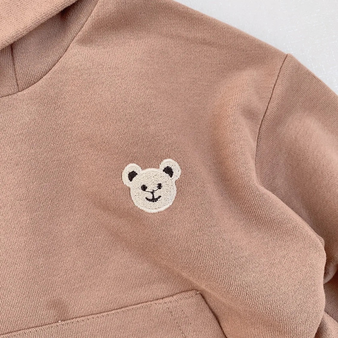 2023 Spring New Baby Boy Bear Hooded Sweatshirt Toddler Girls Cotton Clothes Embroidery Tops Kids Hoodies Outwear