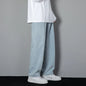 2025 New Korean Men's Casual Long Jeans Classic Man Straight Denim Wide-leg Pants Solid Color Light Blue Grey Black