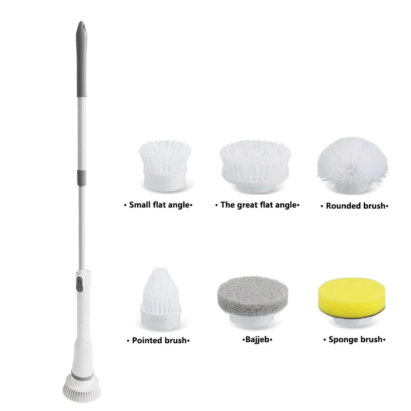 6 -in -1 Electric Cleaning Electric Rotation Cleaning Brush Kitchen Bathroom Home Cleaning Tool Multifunctional Cleaning Brush