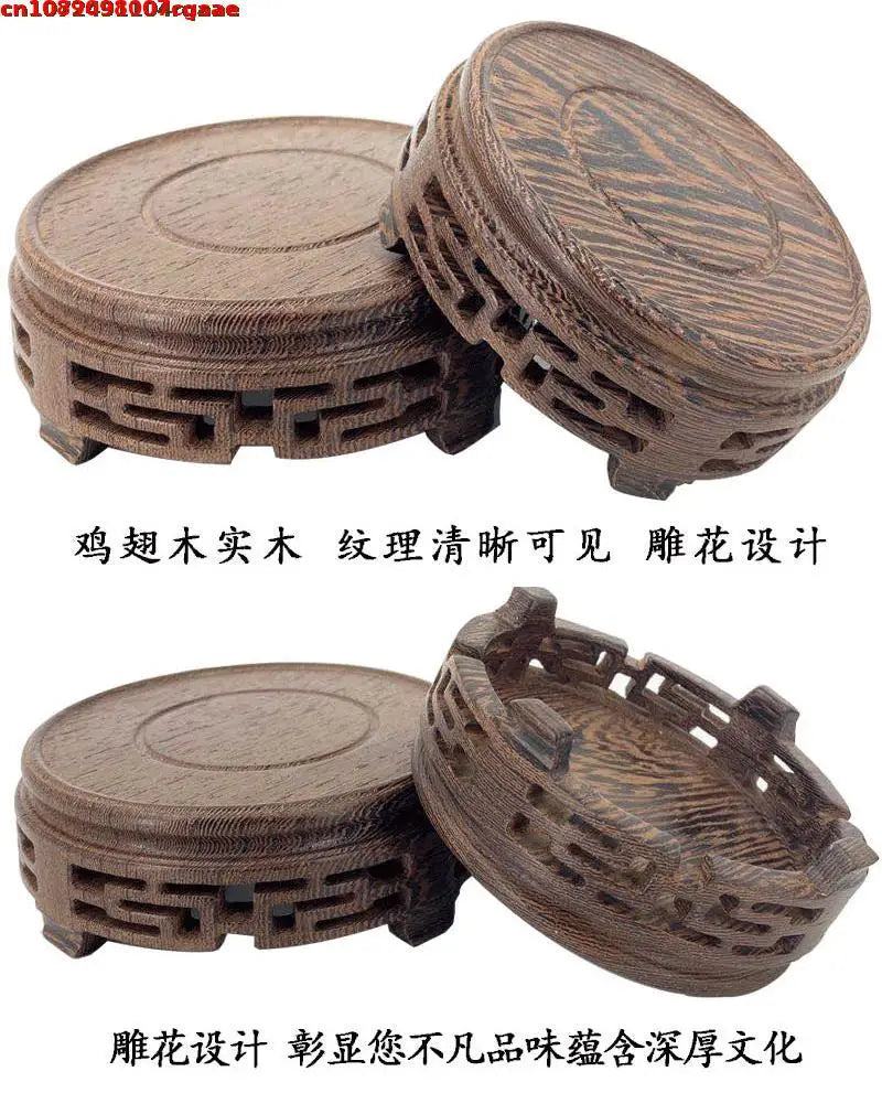 Eco-friendly Wooden Plant Stand Exquisite Carved Bonsai Holder Vase Flower Pot Sorting Table Shelf Home Decoration Wood Pedestal
