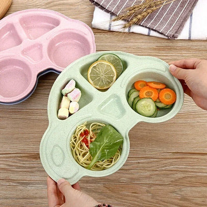 Cartoon Car Shape Environmentally Separated Child Food Plates, Toddler Infant Baby Dishes, Kids Dinnerware Tableware Tray