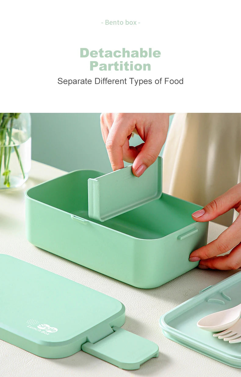 Eco-Friendly Bamboo Fiber Lunch Box Microwave Leakproof Bento Container for School/Office/Picnic Portable Food Storage Container