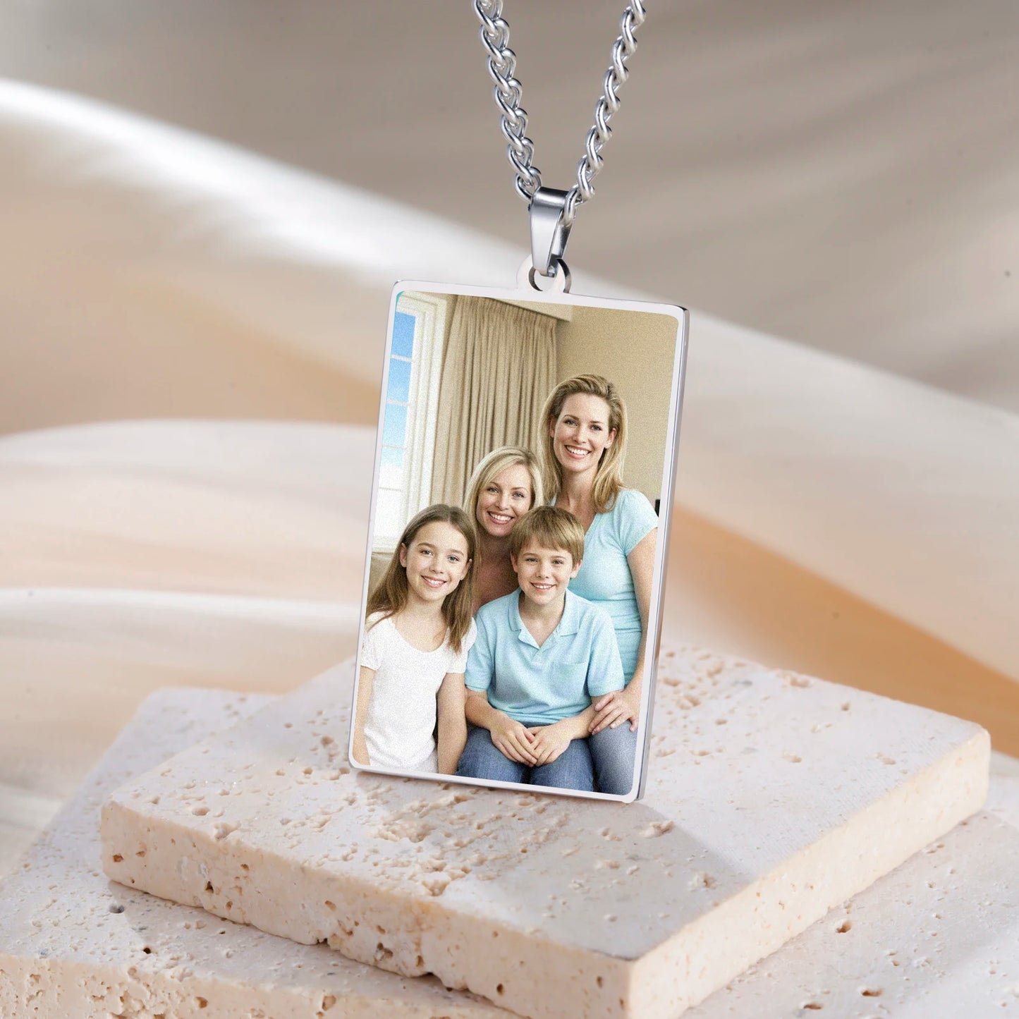 Print Demand Photo Necklace Personalized Picture Custom Gift For Men Woman Couple Family Father Chain Stainless Steel Jewelry