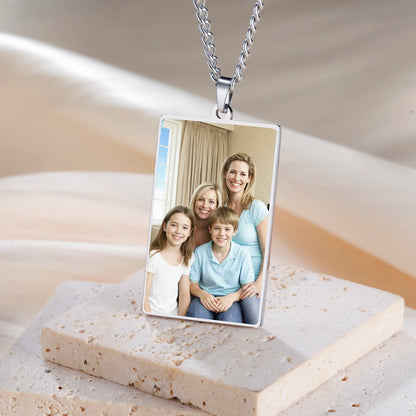 Print Demand Photo Necklace Personalized Picture Custom Gift For Men Woman Couple Family Father Chain Stainless Steel Jewelry
