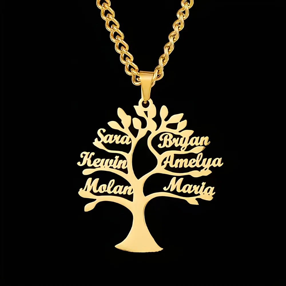 Custom Tree of Life Necklace Personalized Name Multiple Name Family Member Stainless Steel Necklace Jewelry Mother's Day Gift
