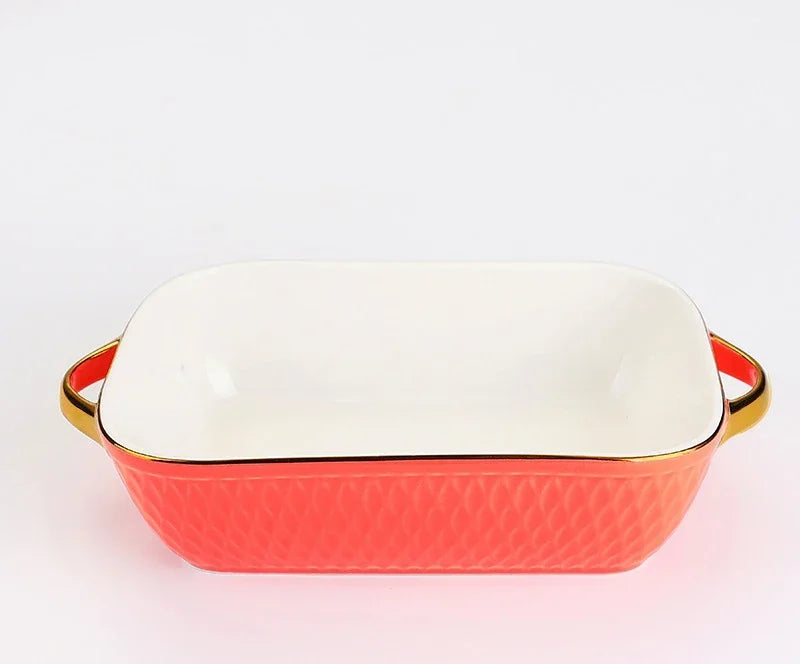 Baking Tray, Rectangle Oval, Ceramic Glaze, Baking Pan, Barbecue Salad Plate, Oven Kitchen Ware