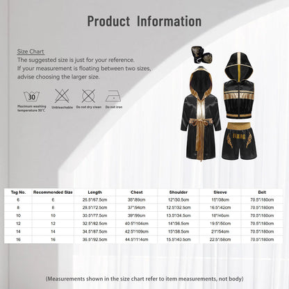 Children's Outfit Boys Robe Kids Muay Thai Fight Grappling Boxing Outfit Boxer Gloves Jerseys Training Clothes Martial Arts Sets