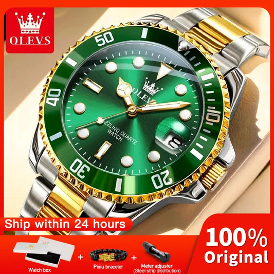 OLEVS 5885 Man Watch Original Brand Waterproof Quartz Watch Stainless Steel Strap Automatic Date Mens Gifts Watches For Man