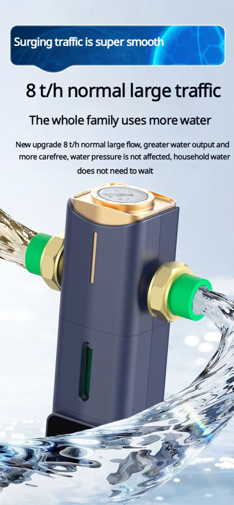 BORVA 8000L/H Smart Home Central Bionic Water Purification Pre-Filter with Automatic Timed Self-Cleaning and High Flow Rate