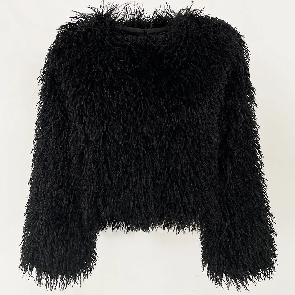 Fur Coat Eco-friendly Fur Jacket New Style Solid Color Women Clothing Cropped Jacket Direct From Manufacturer Eco-friendly Fur