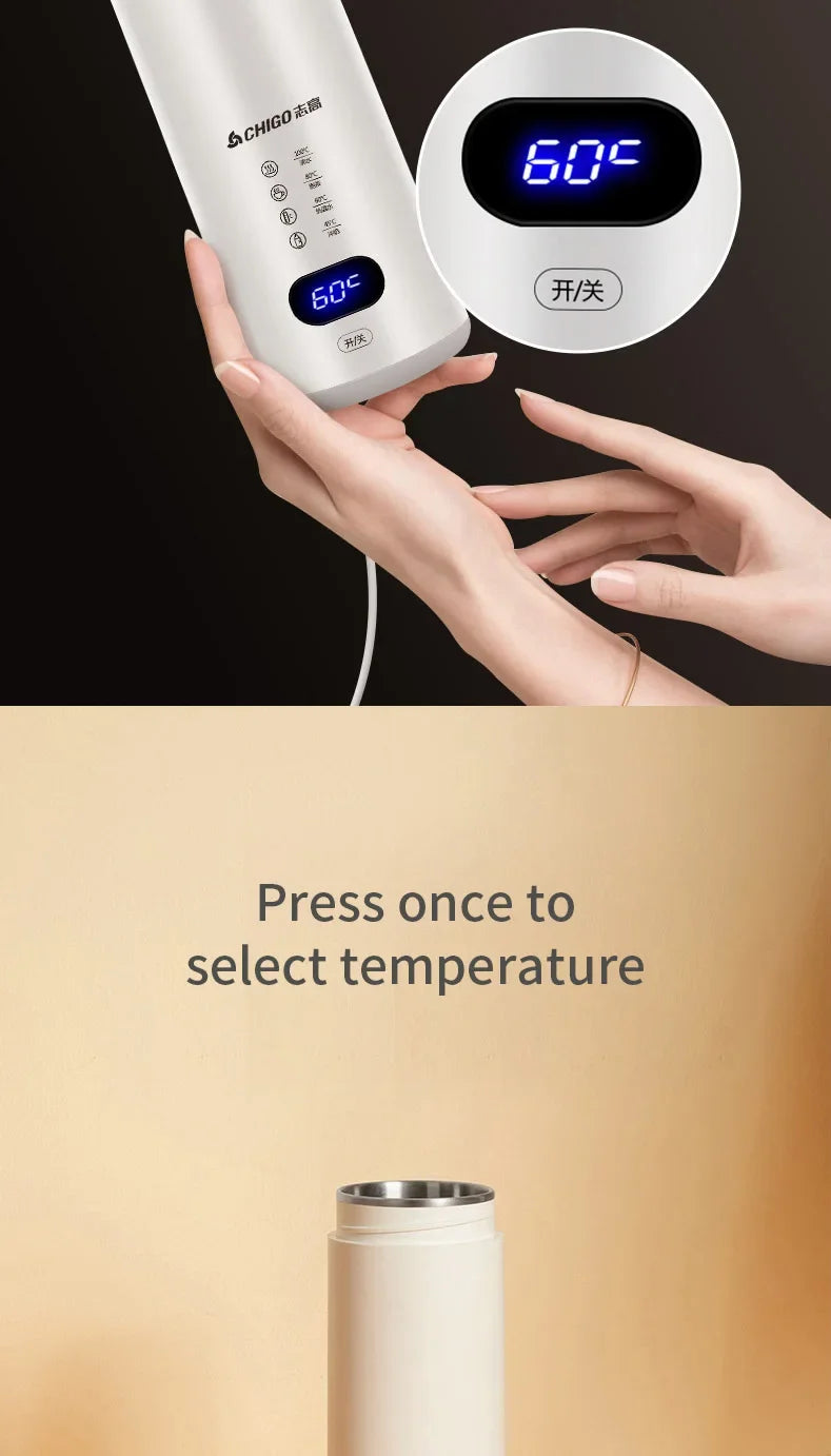 400ml Portable Smart Water Bottle Stainless Steel Thermos Temperature Display Leakproof Vacuum Flasks Coffee Cup Milk Mug