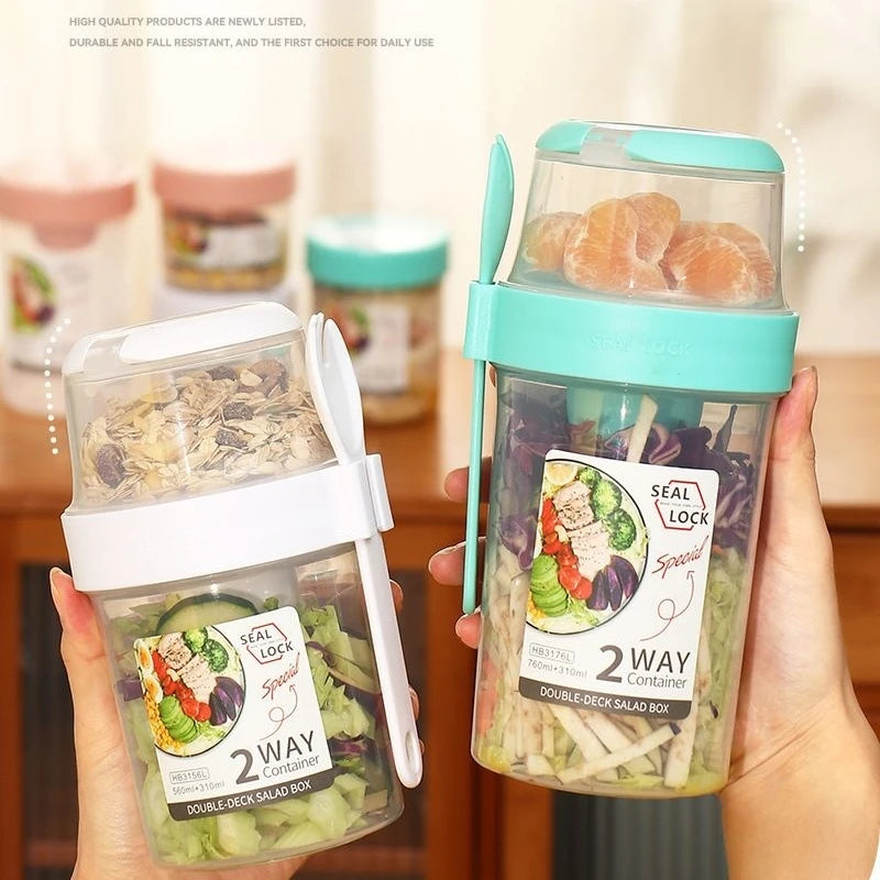 Carry Breakfast Cups, Salad Cups, Yogurt Cereal, Oatmeal Snacks, Parfait Containers and Salad Dressing Holders with Forks!