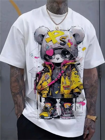 Men's T-Shirts Personalized Hip Hop Bear Pattern 3D Print Tops Tees Summer New Streetwear Oversized Unisex tShirt Men Clothes