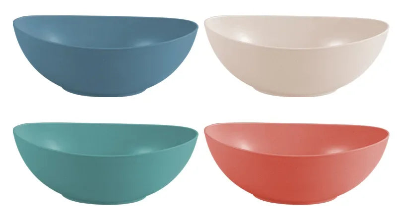 Eco-Friendly Wheat Straw Household Bowl Large Kitchen Fruit Salad Vegetable Dish Creative Microwavable Food Bowl Hot Sale