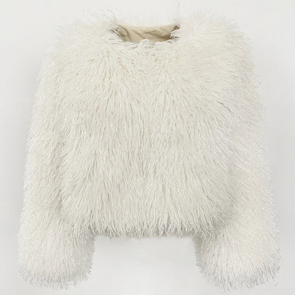Fur Coat Eco-friendly Fur Jacket New Style Solid Color Women Clothing Cropped Jacket Direct From Manufacturer Eco-friendly Fur