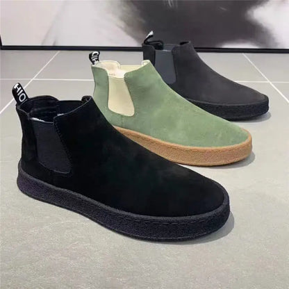 Men's Boots High Top Sneakers Designer Black Suede Short Boots Outdoor Slip on Casual Shoes Winter Platform Ankle Boots for Men