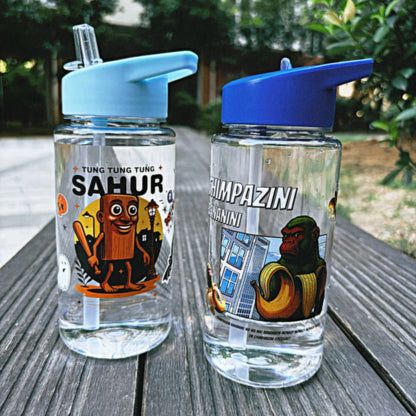 500ML Italian Brainrot Water Bottle Outdoor Drinking Cartoon Sports Cups Tung Tung Tung Sahur Tralalero Tralala Christmas Gift