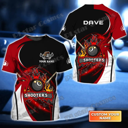 Billiard Player Personalized Name 3D All Over Printed Men's T-shirt Summer Unisex Casual t shirt Gift For Billiard Lover TX-185