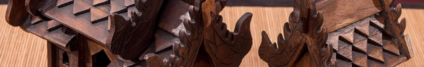 Eco-Friendly Solid Wood Carved House Ornament, Pure Handmade, Living Room, Bedroom Decor, Insect Proof Wood Wax Oil Finished