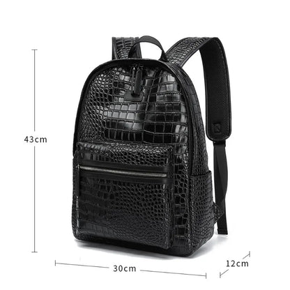 Fashion Backpack Men Luxury Alligator PU Leather Backpacks for Men Laptop Bags Large Capacity Travel Backpacks Student Schoolbag