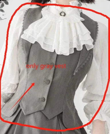 Autumn Winter Clothing Set Ladies Elegant Long Sleeve White Shirt Blouses Retro Vest with Fishbone Skirt Lolita 3 Piece Outfits