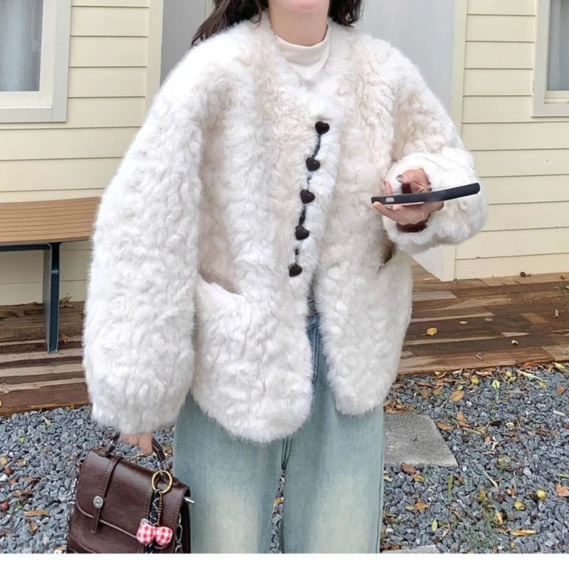 Eco-friendly Fur Jacket Women's New Models in Autumn and Winter 2025, High-end Sense, Small Fashion Age Reduction