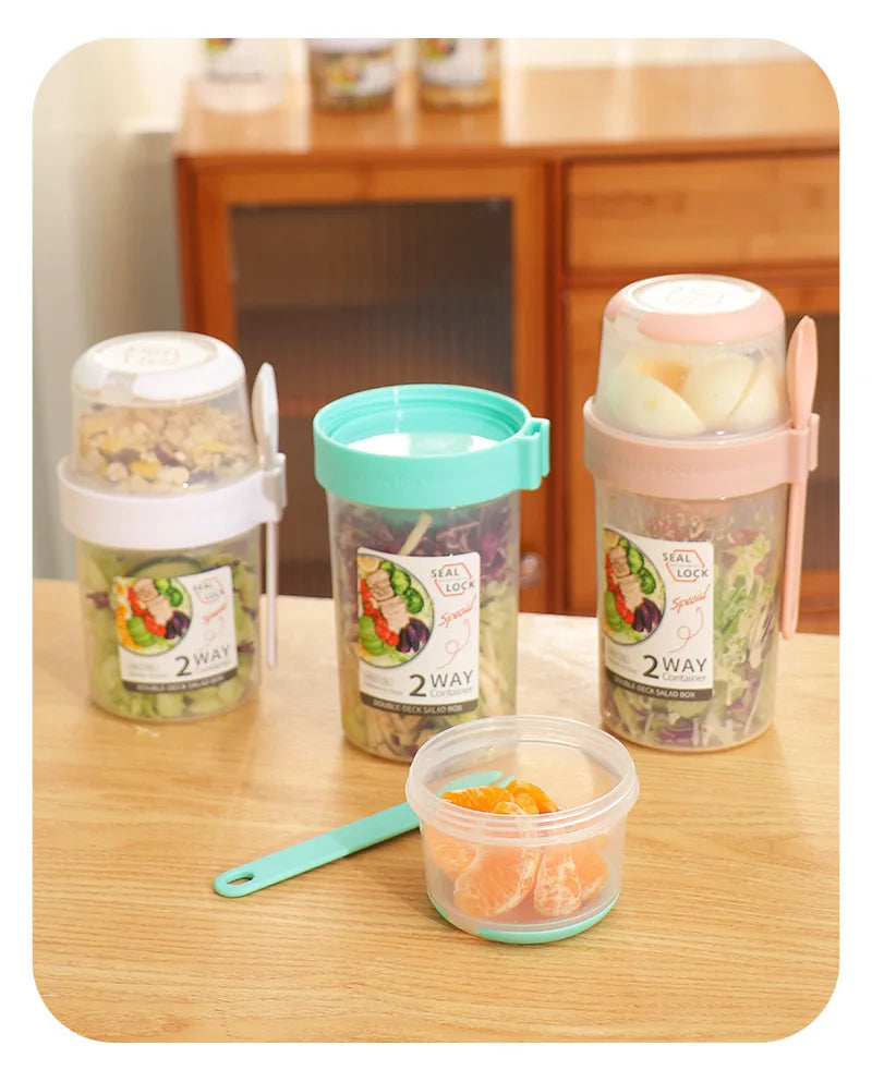 Carry Breakfast Cups, Salad Cups, Yogurt Cereal, Oatmeal Snacks, Parfait Containers and Salad Dressing Holders with Forks!