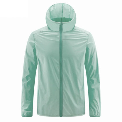 Summer Men's Sun Protection Clothing Lightweight Breathable Ice Silk Hooded Quick Dry Jacket Outdoor Anti-ultraviolet Skin Coat