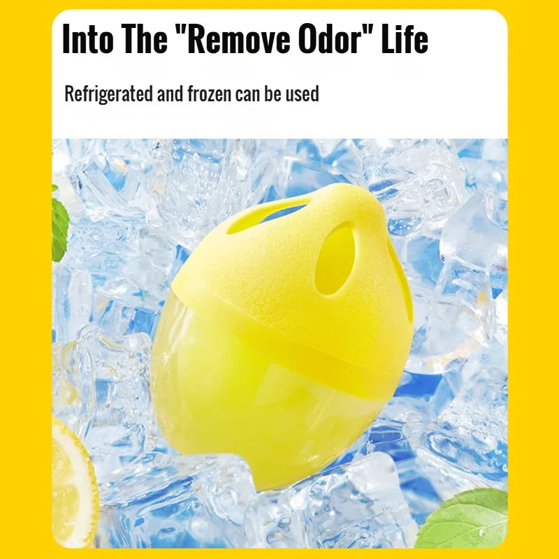 Set of 4 Eco-Friendly Fridge Refresheners - Odor Absorbing & Antibacterial, Cute Lemon Egg Shape, Safe for Food Storage