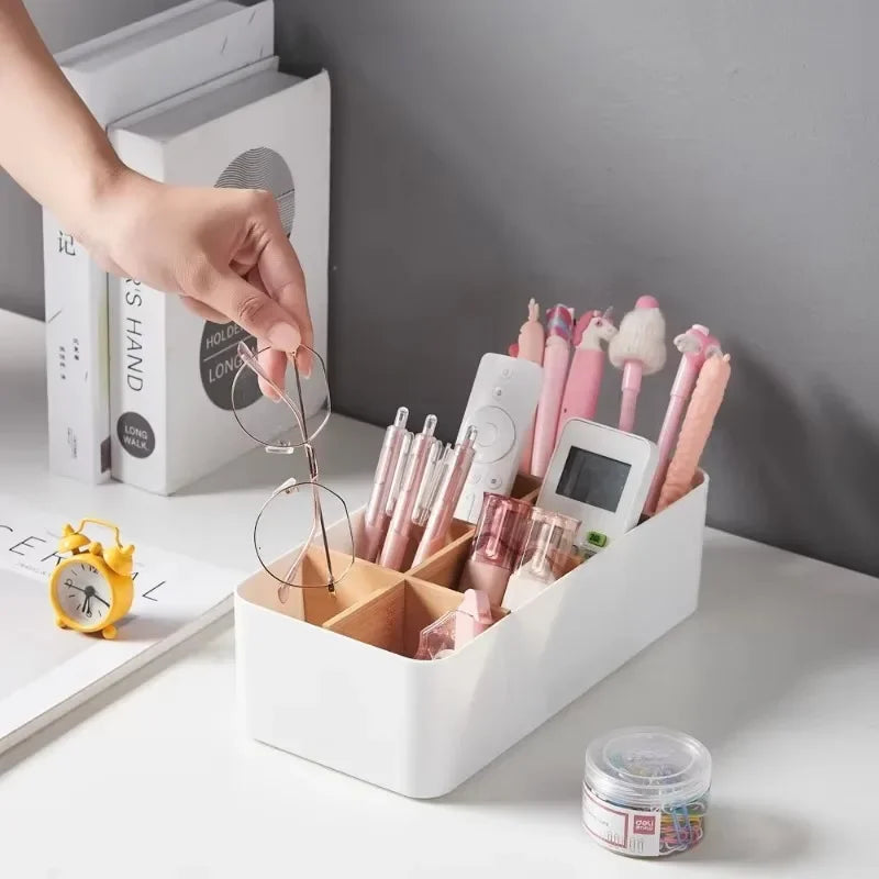 Eco-Friendly Bamboo & Wood Storage Box-Removable Multi-Use Organizer Basket for Home, Kitchen & Bathroom-Large Capacity Storage