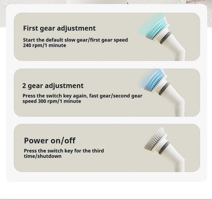 6 -in -1 Electric Cleaning Electric Rotation Cleaning Brush Kitchen Bathroom Home Cleaning Tool Multifunctional Cleaning Brush