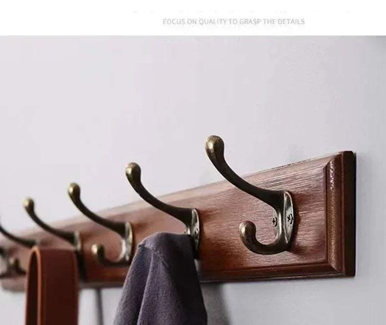 Bedroom Door Rear Solid Wood Hook Wall Hanger Hook Coat Rack Perforated Clothes Hook Closet Organizador Home Decoration